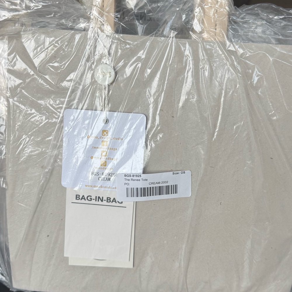 MMS Design Studio Clear Tote with Bag-in-Bag Insert - Cream - Picture 12 of 14